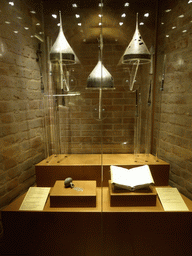Book and metal items at the Basement of Saint Basil`s Cathedral