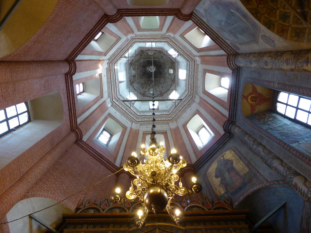 Ceiling and dome of the Church of the Intercession of the Holy Virgin at the First Floor of Saint Basil`s Cathedral