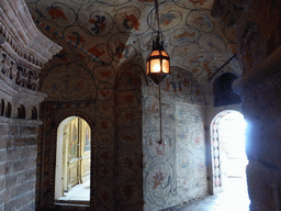 Gallery with frescoes on the wall and ceiling at the First Floor of Saint Basil`s Cathedral