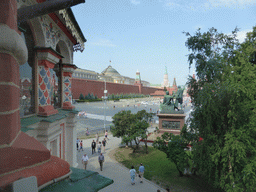 The Red Square with the Monument to Minin and Pozharsky and the Moscow Kremlin, viewed from the First Floor of Saint Basil`s Cathedral