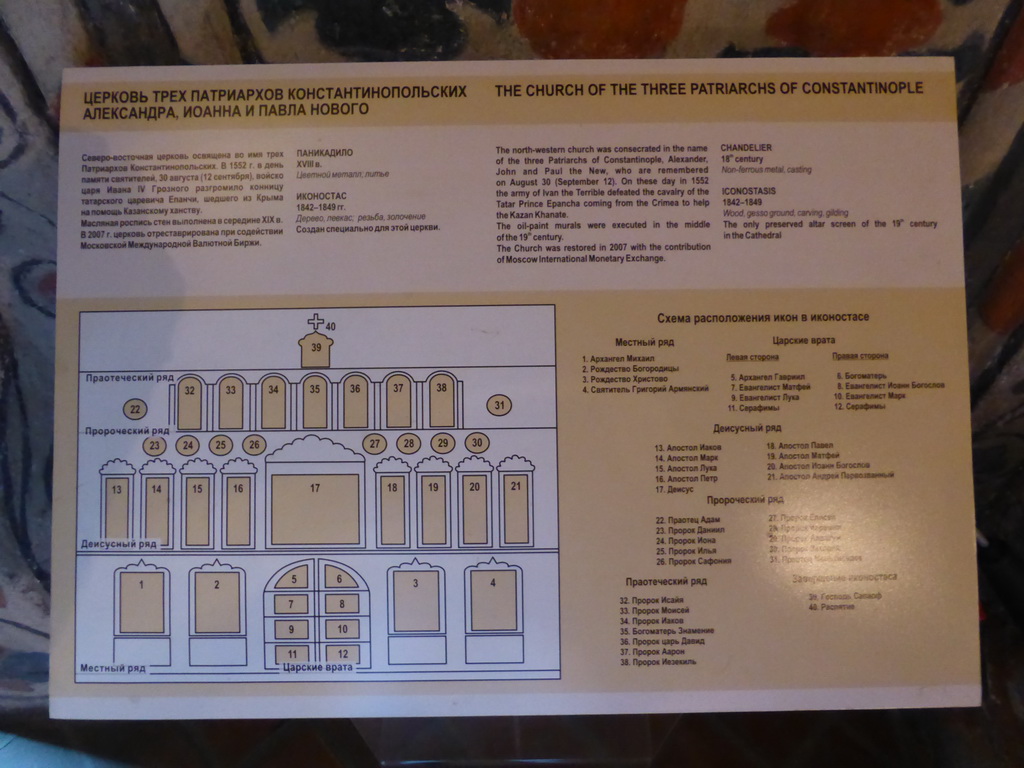 Explanation on the Church of the Three Patriarchs of Constantinople at the First Floor of Saint Basil`s Cathedral