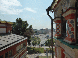 The Bolshoy Moskvoretsky bridge over the Moskva river, viewed from the First Floor of Saint Basil`s Cathedral