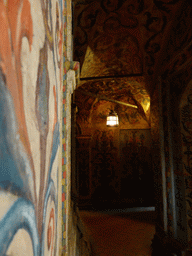 Gallery with frescoes on the wall and ceiling at the First Floor of Saint Basil`s Cathedral