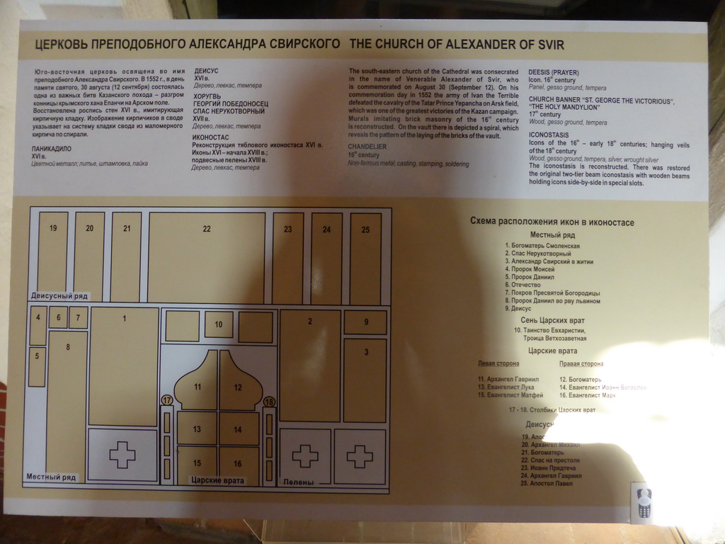 Explanation on the Church of Alexander of Svir at the First Floor of Saint Basil`s Cathedral