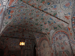Frescoes on the wall and ceiling of a gallery at the First Floor of Saint Basil`s Cathedral
