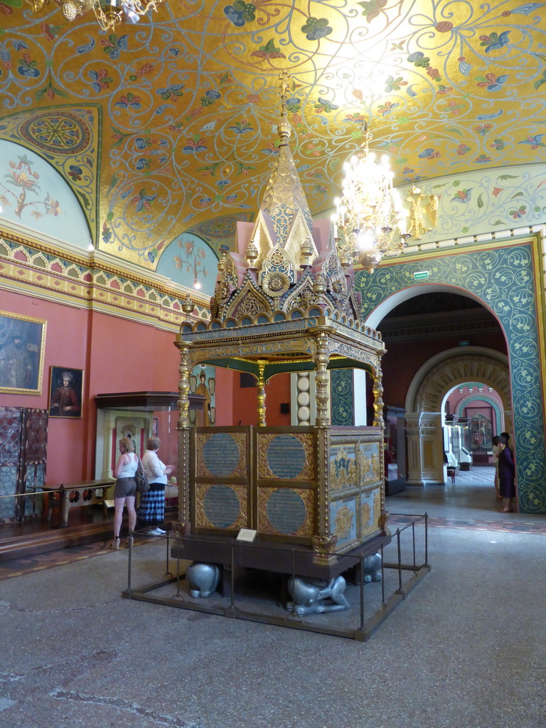 Replica of the `Tsar`s Place` of Ivan the Terrible made in 1551 for the Cathedral of the Dormition in the Moscow Kremlin, at Room 18: Sovereign Court and Public Administration of Russia in the 16th and 17th Centuries, at the First Floor of the State Historical Museum of Russia