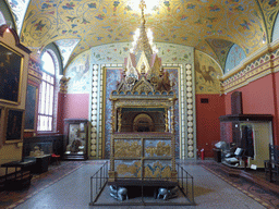 Replica of the `Tsar`s Place` of Ivan the Terrible made in 1551 for the Cathedral of the Dormition in the Moscow Kremlin, at Room 18: Sovereign Court and Public Administration of Russia in the 16th and 17th Centuries, at the First Floor of the State Historical Museum of Russia