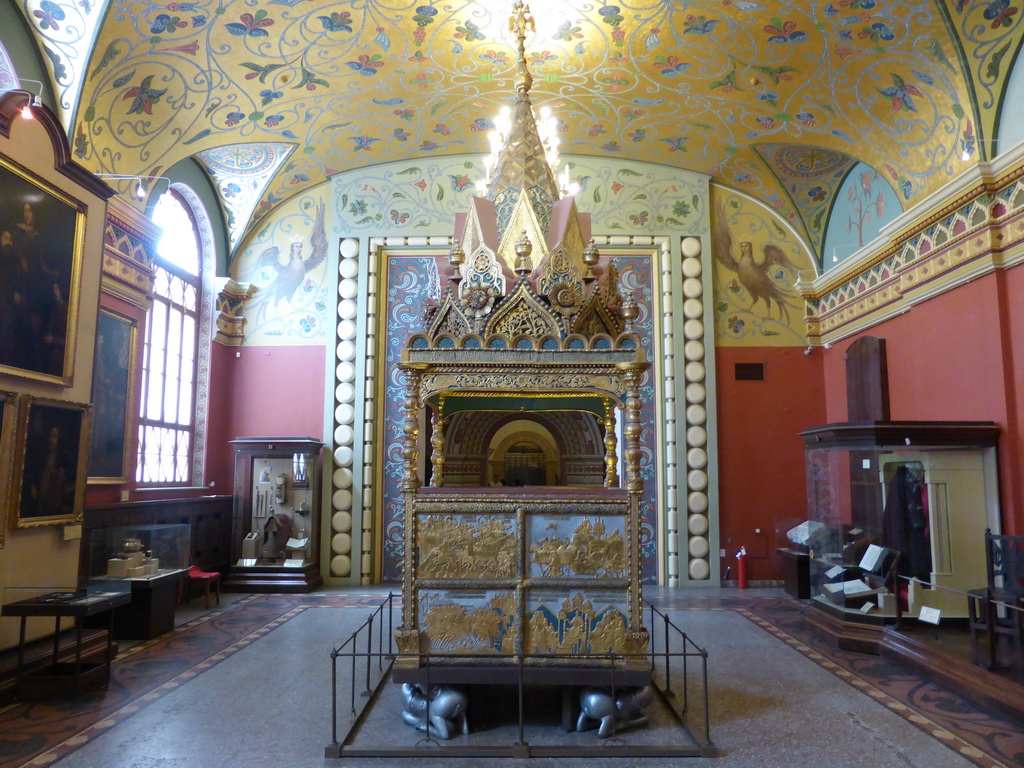 Replica of the `Tsar`s Place` of Ivan the Terrible made in 1551 for the Cathedral of the Dormition in the Moscow Kremlin, at Room 18: Sovereign Court and Public Administration of Russia in the 16th and 17th Centuries, at the First Floor of the State Historical Museum of Russia