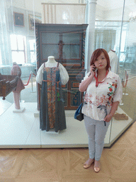 Miaomiao with traditional Russian clothing at Room 28: Economy and Classes of the Population of the Russian Empire, the 18th  First Half of the 19th Century, at the Second Floor of the State Historical Museum of Russia
