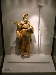 Statue and staff at the Temporary Exhibition at the First Floor of the State Historical Museum of Russia