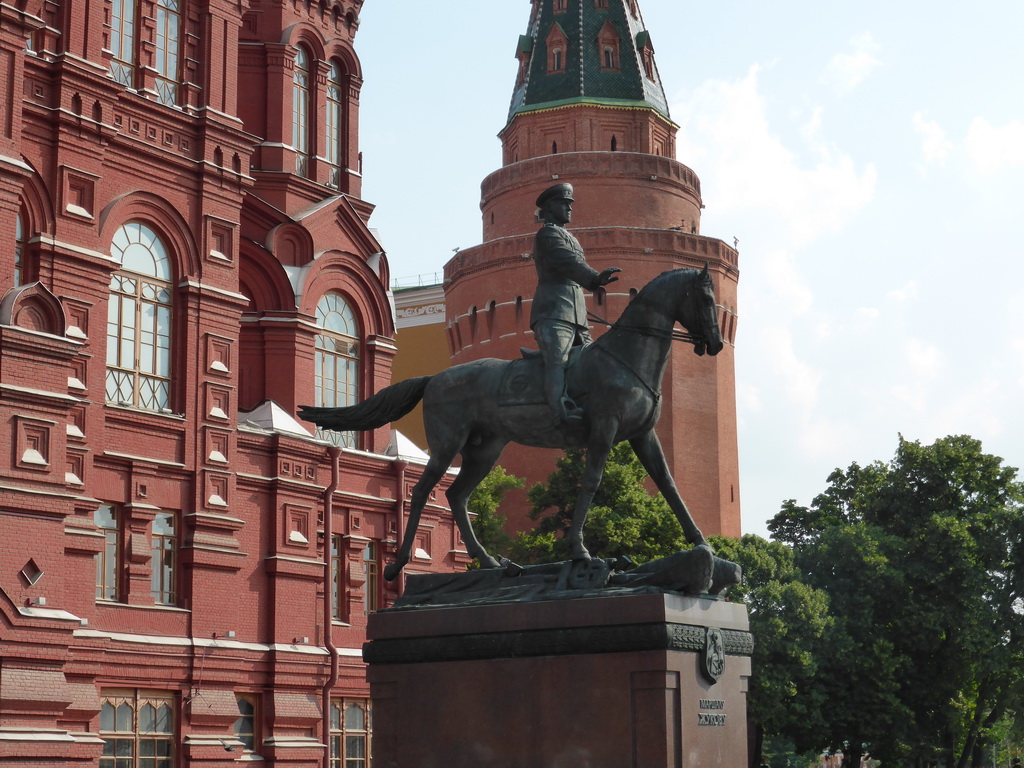 The Monument to Georgy Zhukov in front of the State Historical Museum of Russia at Manege Square