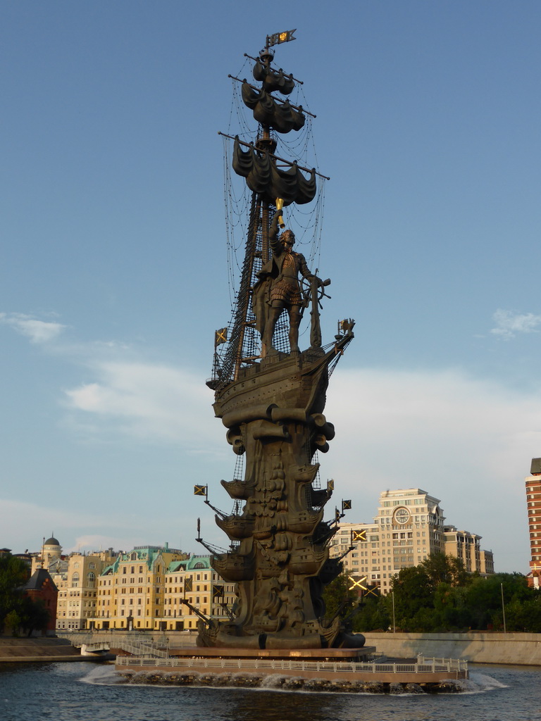 The Peter the Great Statue in the Moskva River, viewed from the tour boat