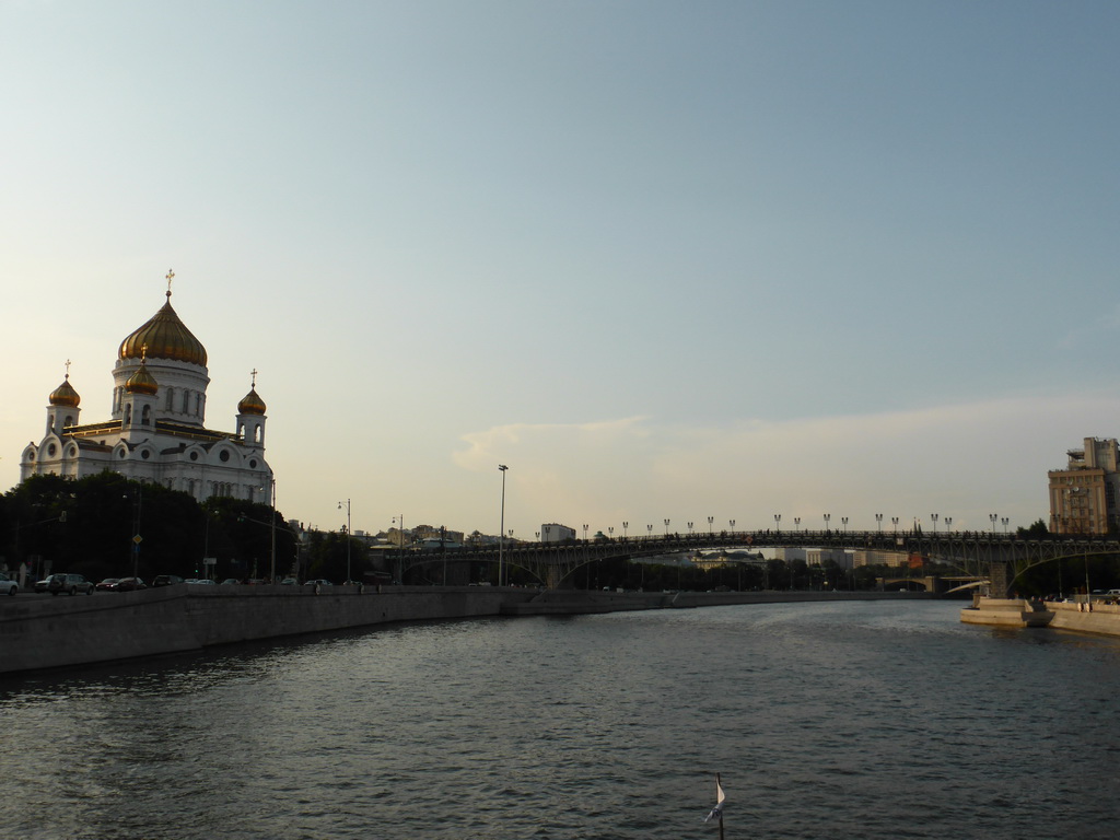 The Cathedral of Christ the Saviour and the Patriarshy Bridge over the Moskva river, viewed from the tour boat