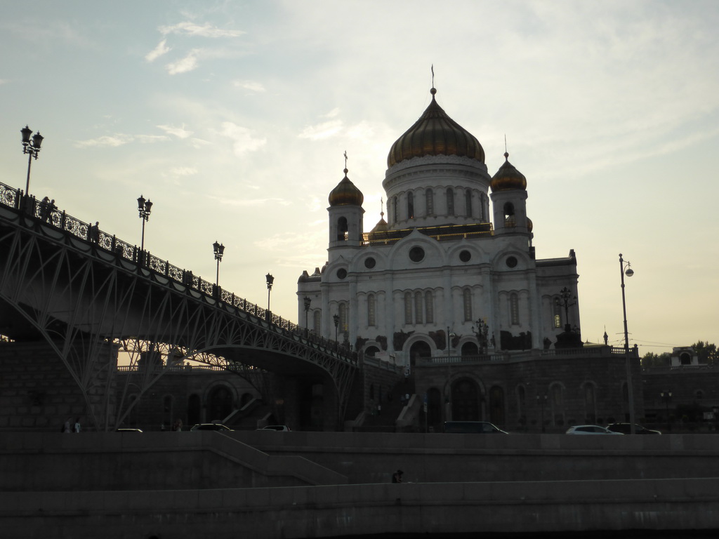 The Cathedral of Christ the Saviour and the Patriarshy Bridge over the Moskva river, viewed from the tour boat