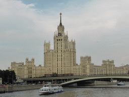 The Kotelnicheskaya Embankment Building and the Bolshoy Ustyinskiy Bridge over the Moskva river, viewed from the tour boat