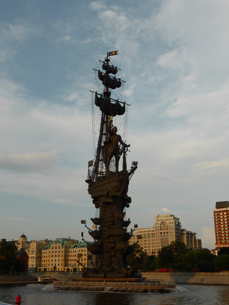 The Peter the Great Statue in the Moskva river, viewed from the tour boat