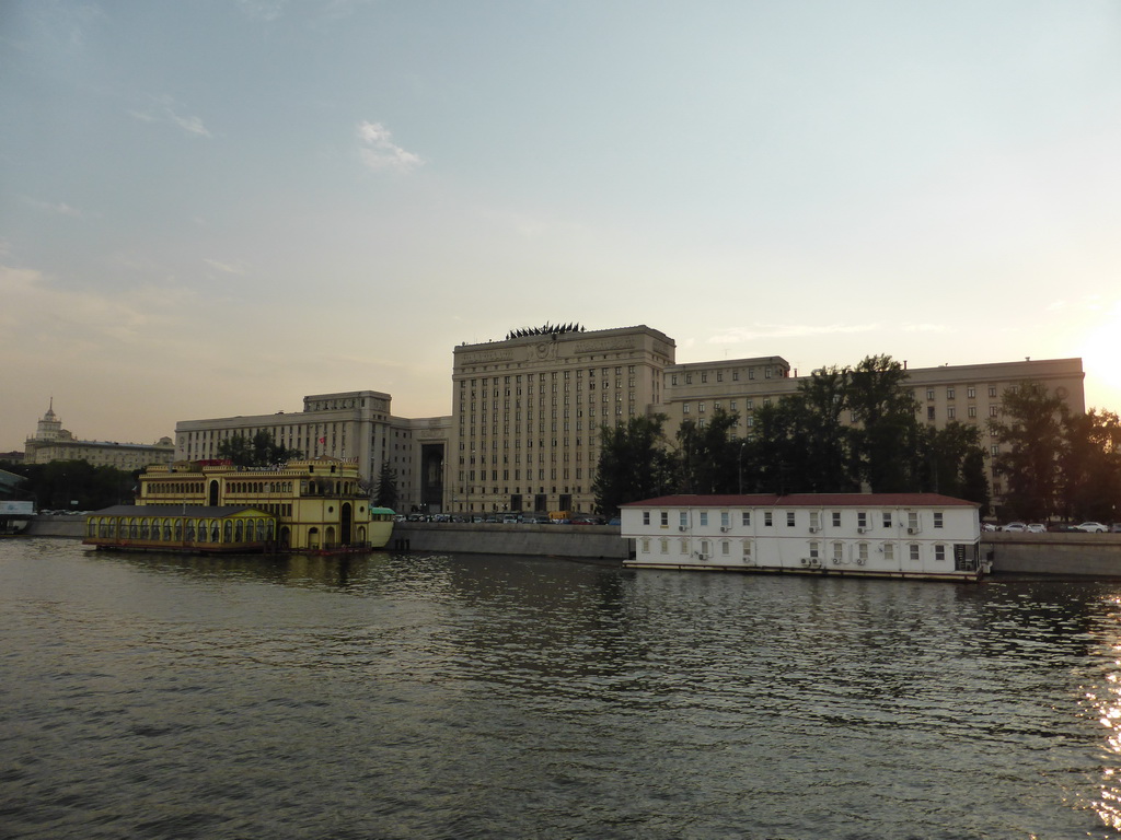 The Main Command of the Ground Forces of the Russian Federation building and the Moskva river, viewed from the tour boat