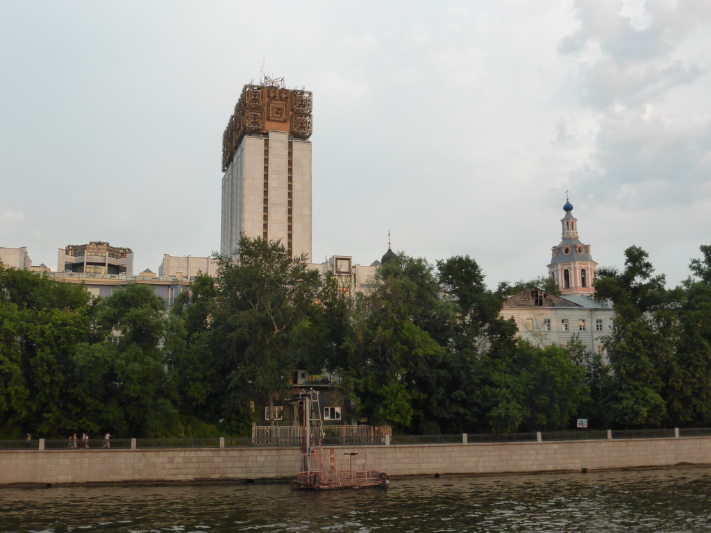 Headquarters of the Russian Academy of Sciences, the Andreyevsky Monastery and the Moskva river, viewed from the tour boat