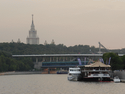 The Luzhnetsky Metro Bridge over the Moskva river and the Moscow State University, viewed from the tour boat