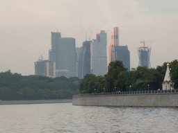 Skyscrapers of the Moscow International Business Center and the Moskva river, viewed from the tour boat