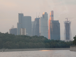 Skyscrapers of the Moscow International Business Center and the Moskva river, viewed from the tour boat