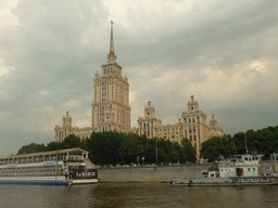 The Radisson Royal Hotel and boats in the Moskva river, viewed from the tour boat