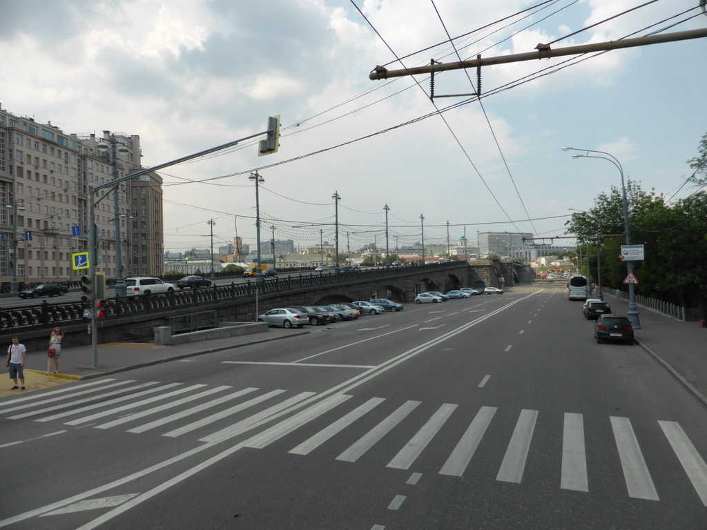 The Bolshoy Kamenny Bridge over the Moskva river and the Serafimovicha street, viewed from the sightseeing bus