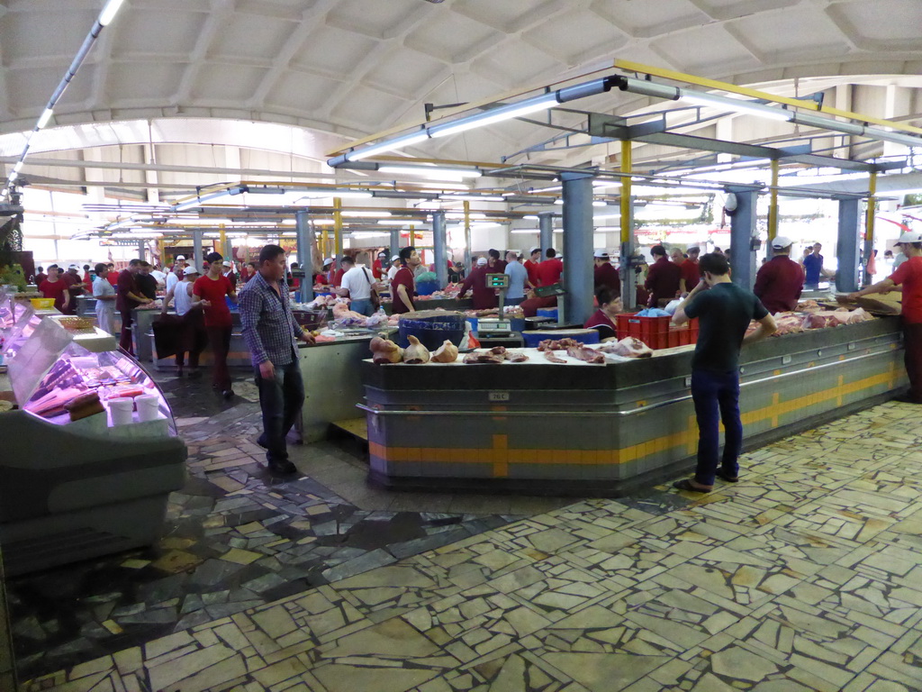 Meat market stalls at the Dorogomilovskiy Market