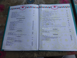 Menu of the Vostok Story restaurant at Yevropy Square