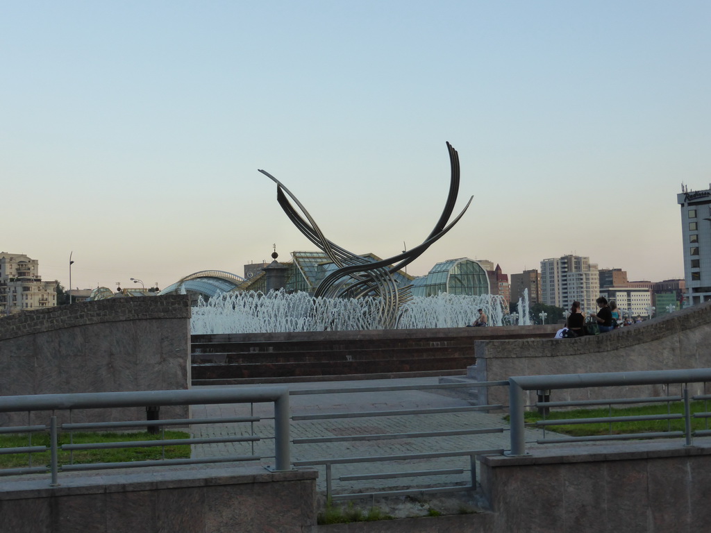 The Abduction of Europa fountain at Yevropy Square, viewed from the Vostok Story restaurant