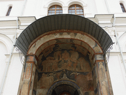 West facade with frescoes of the Cathedral of the Archangel Michael at Cathedral Square at the Moscow Kremlin