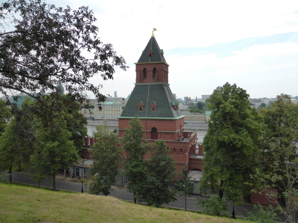 The Taynitsky Garden, the Taynitskaya Tower of the Moscow Kremlin and the Moskva river, viewed from Cathedral Square