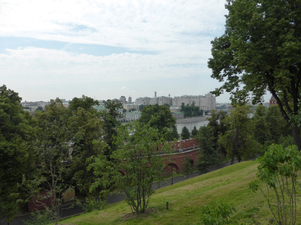 The Taynitsky Garden, the south wall of the Moscow Kremlin and the Moskva river, viewed from Cathedral Square