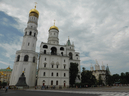 Ivanovskaya Square with the Ivan the Great Belltower, the Tsar Bell, the Tsar Cannon, the Cathedral of the Annunciation and the Grand Kremlin Palace at the Moscow Kremlin