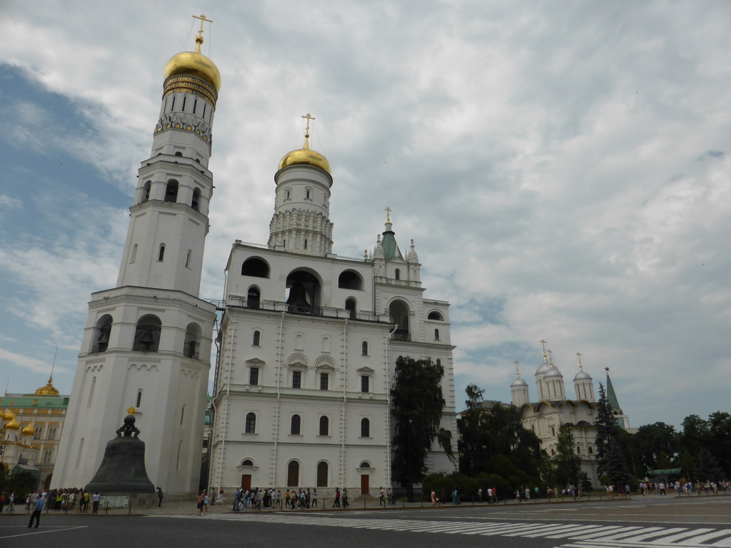 Ivanovskaya Square with the Ivan the Great Belltower, the Tsar Bell, the Tsar Cannon, the Cathedral of the Annunciation and the Grand Kremlin Palace at the Moscow Kremlin