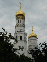 Towers of the Ivan the Great Belltower at the Moscow Kremlin, viewed from the Large Kremlin Square