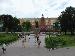 The Alexander Garden with the Monument to Patriarch Hermogenes, the Ruined Grotto and the Middle Arsenal Tower and the Arsenal at the Moscow Kremlin