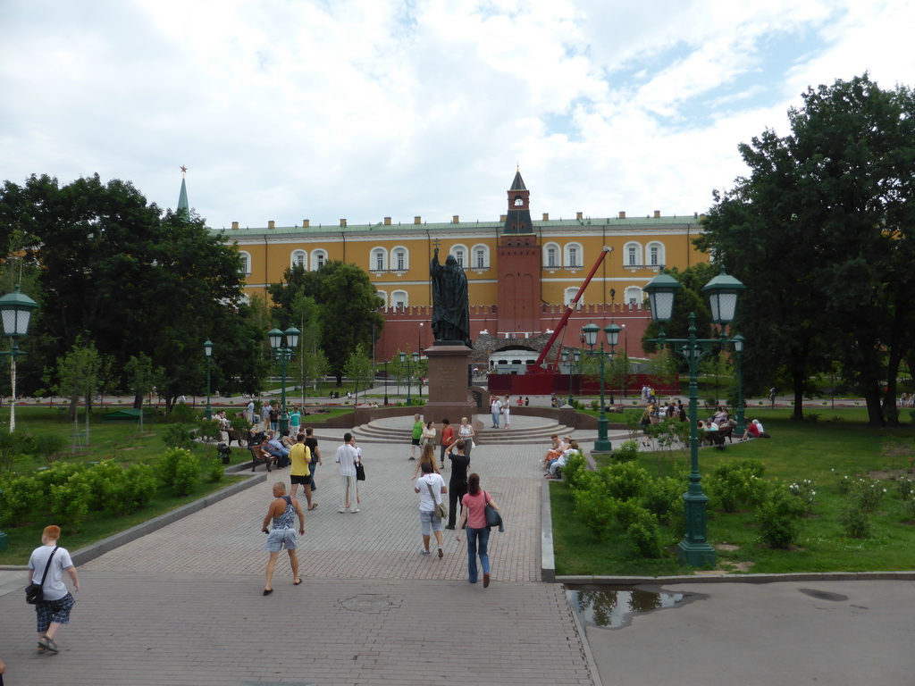 The Alexander Garden with the Monument to Patriarch Hermogenes, the Ruined Grotto and the Middle Arsenal Tower and the Arsenal at the Moscow Kremlin