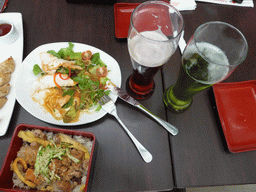 Lunch and drinks at a sushi bar at the Okhotny Ryad Food Court at Manege Square