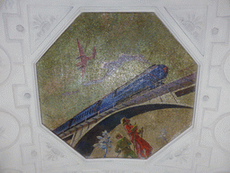 Mosaic at the ceiling of the hallway inbetween the platforms of the Novokuznetskaya subway station