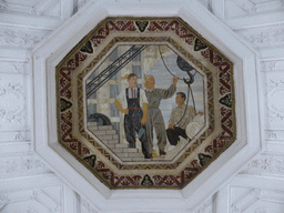 Painting on the ceiling of the hallway inbetween the platforms of the Belorusskaya subway station