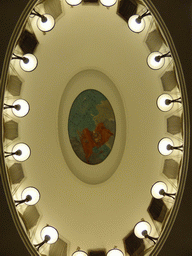 Dome with painting on the ceiling at the hallway inbetween the platforms of the Mayakovskaya subway station