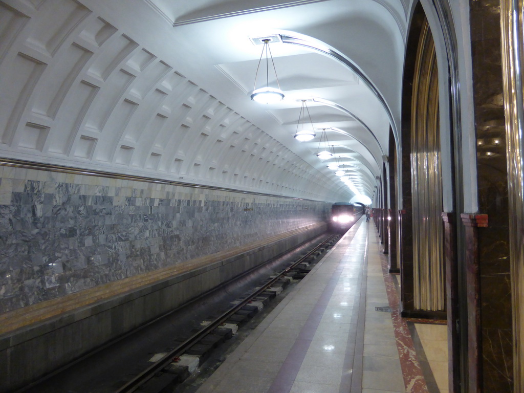 Platform an train at the Mayakovskaya subway station