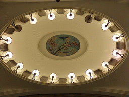Dome with painting on the ceiling at the hallway inbetween the platforms of the Mayakovskaya subway station