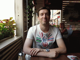 Tim at the Double Coffee café at the Arbat street