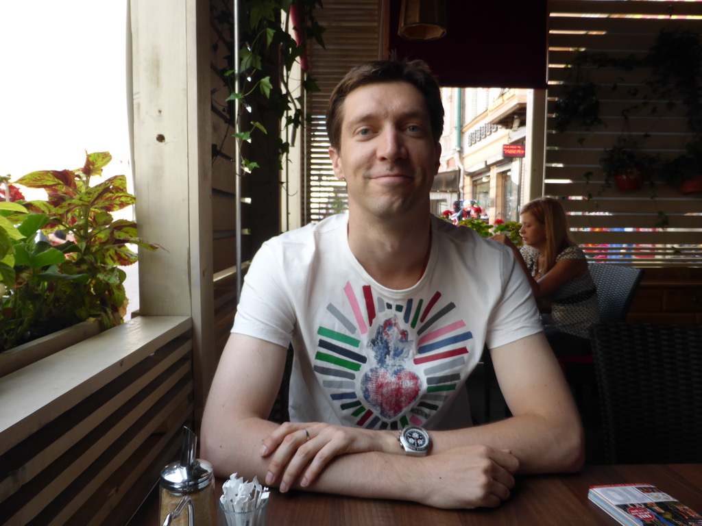 Tim at the Double Coffee café at the Arbat street