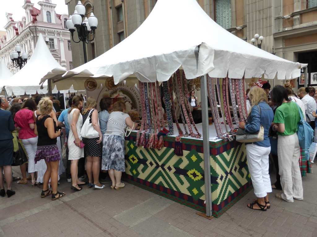 Market stall with Lithuanian products at the Arbat street