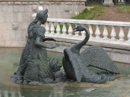 Fountain with a woman and a swan at the Neglinnaya River at the Alexander Garden