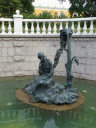 Fountain with a girl and a tree at the Neglinnaya River at the Alexander Garden