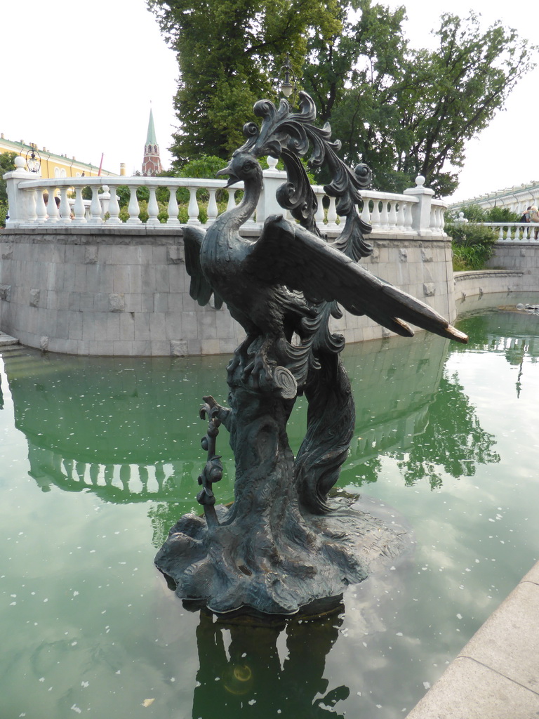 Fountain with a bird at the Neglinnaya River at the Alexander Garden